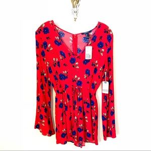 NWT Red & Blue FLORAL ROMPER